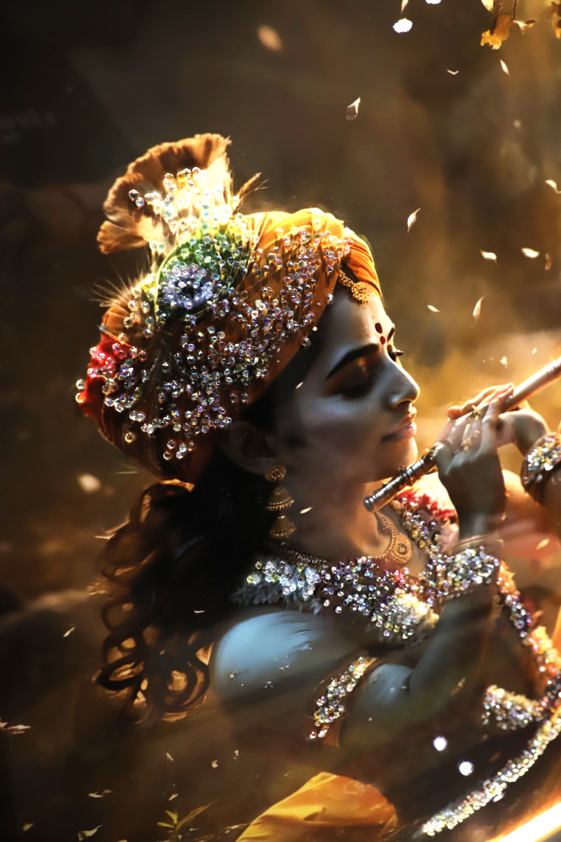 Illuminating Energy|Radha-Krishna|Crystal wall art|4x2.5 Feet+LED