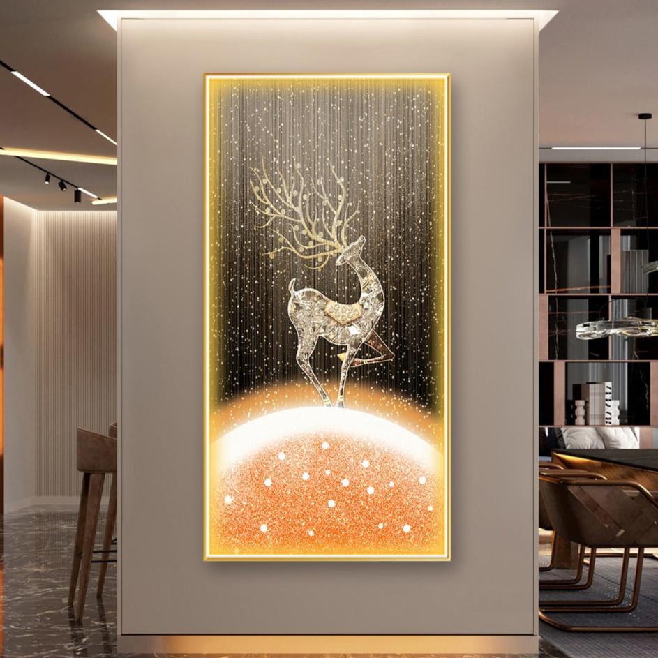 Stunning gold deer| LED crystal painting for home decor