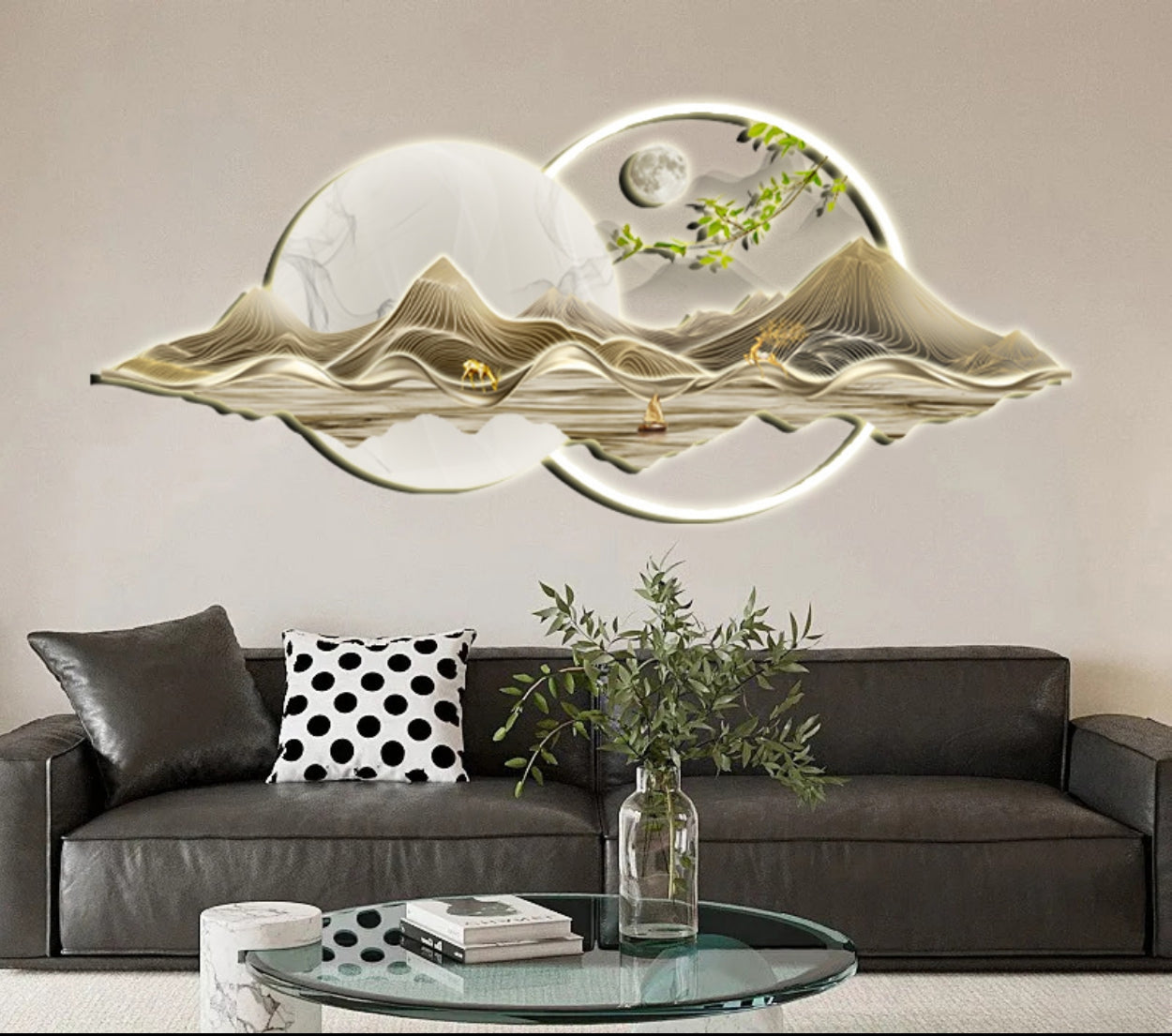 Laser Engraving Crystal Porcelain Painting with LED Light|60x140cm|Sofesticated White