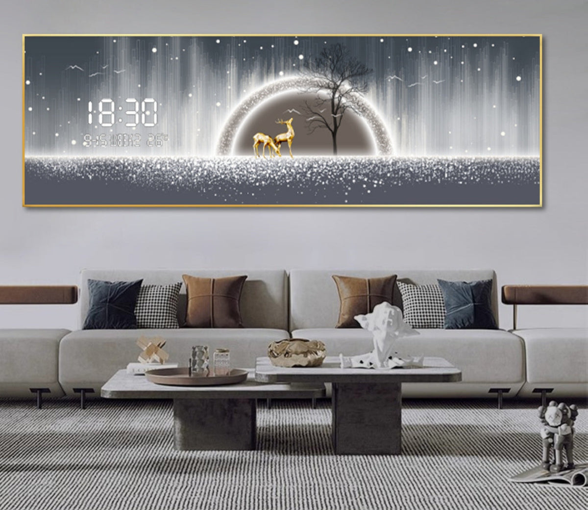 5D diamond Crystal porcelain painting + digital clock with LED light