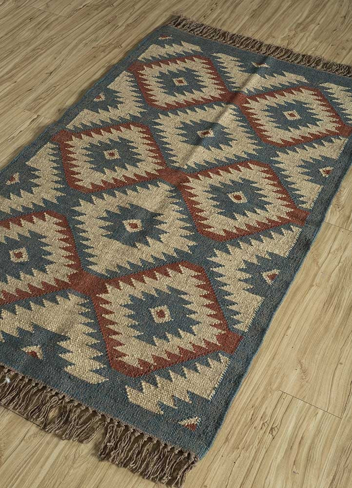 Multicolored Handwoven Panja Wool And Jute Rug | Traditional design Kilim rugs| Bedside runner Goodlyfe