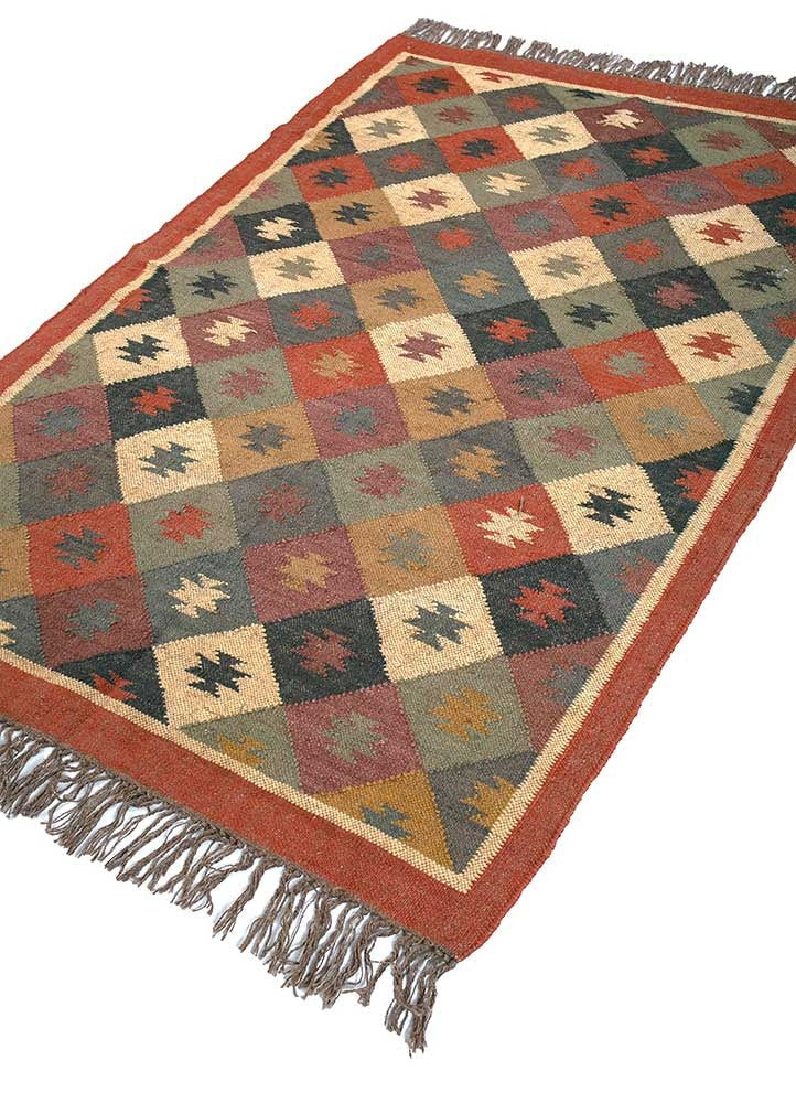 Multicolored Handwoven Panja Wool And Jute Rug | Traditional design Kilim rugs| Bedside runner Goodlyfe