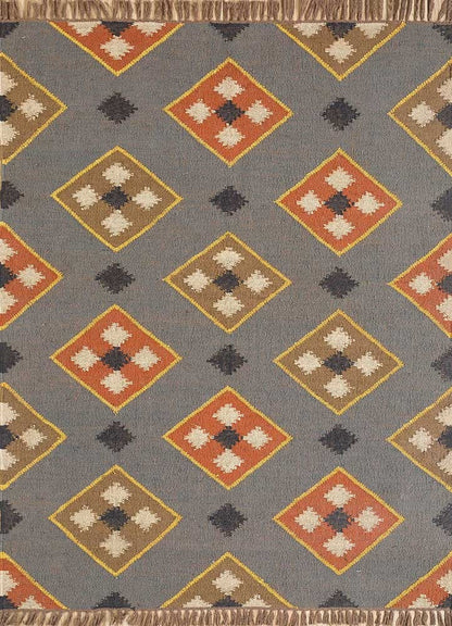 Multicolored Handwoven Panja Wool And Jute Rug | Traditional design Kilim rugs| Bedside runner Goodlyfe