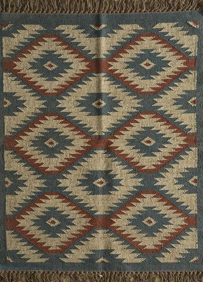 Multicolored Handwoven Panja Wool And Jute Rug | Traditional design Kilim rugs| Bedside runner Goodlyfe
