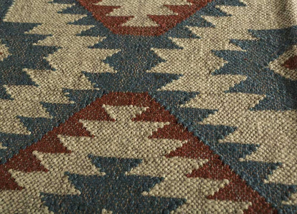 Multicolored Handwoven Panja Wool And Jute Rug | Traditional design Kilim rugs| Bedside runner Goodlyfe