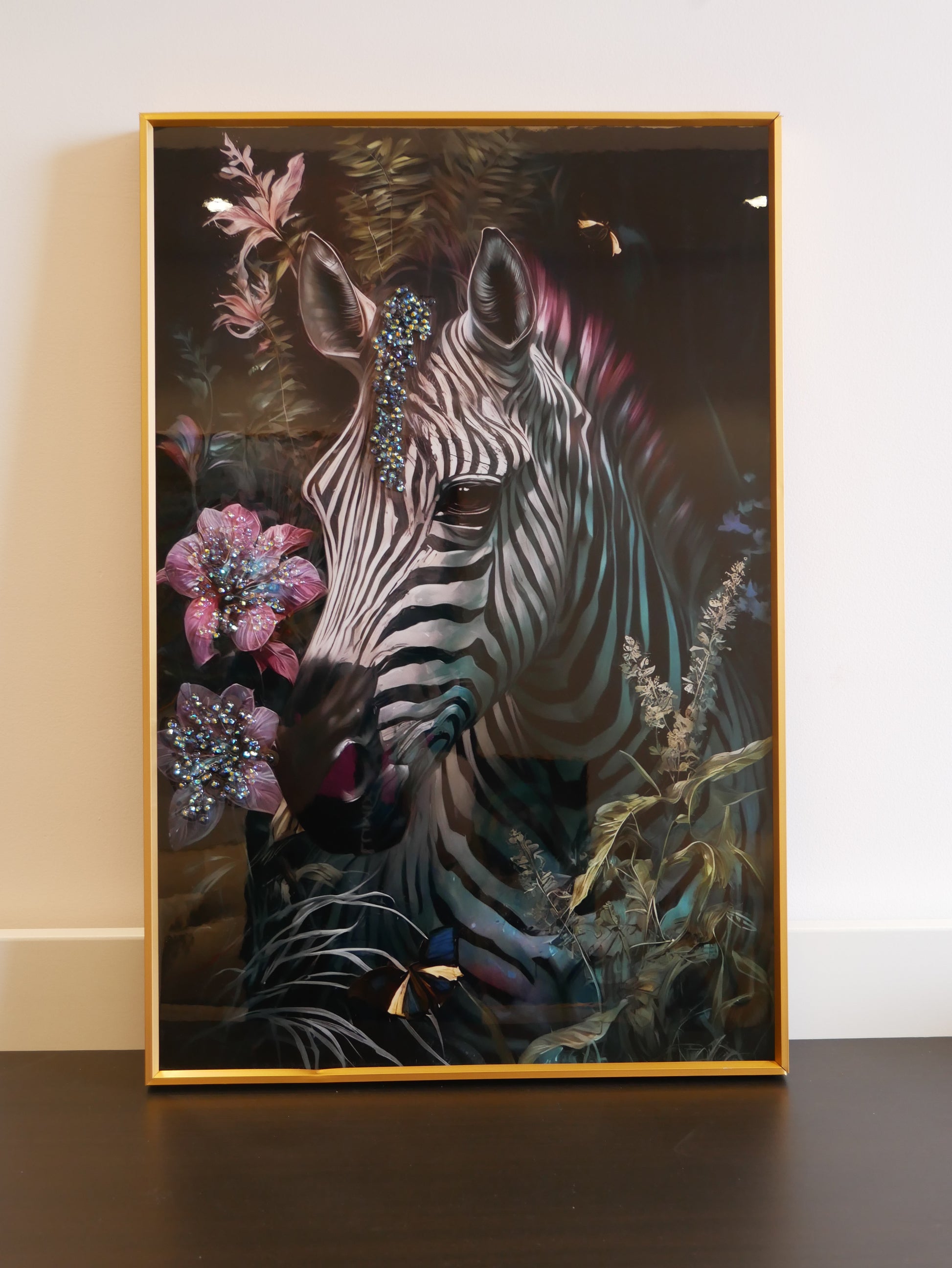 Zebra Bloom Crystal wall art||40x60cm