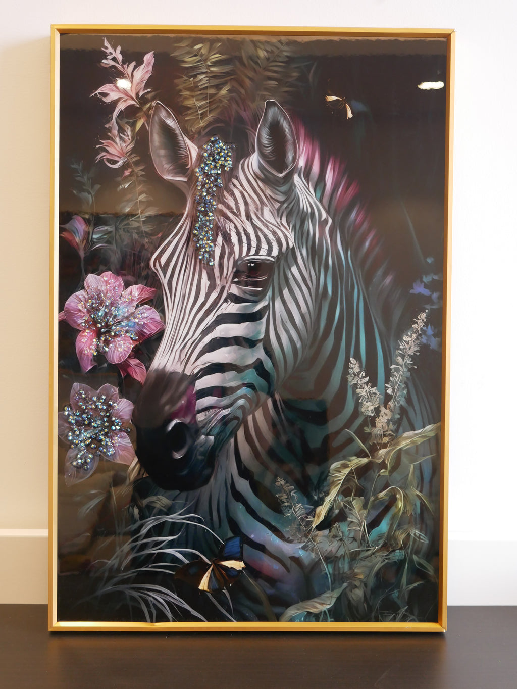 Zebra Bloom Crystal wall art||40x60cm