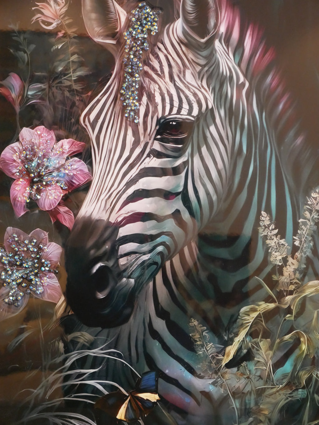 Zebra Bloom Crystal wall art||40x60cm
