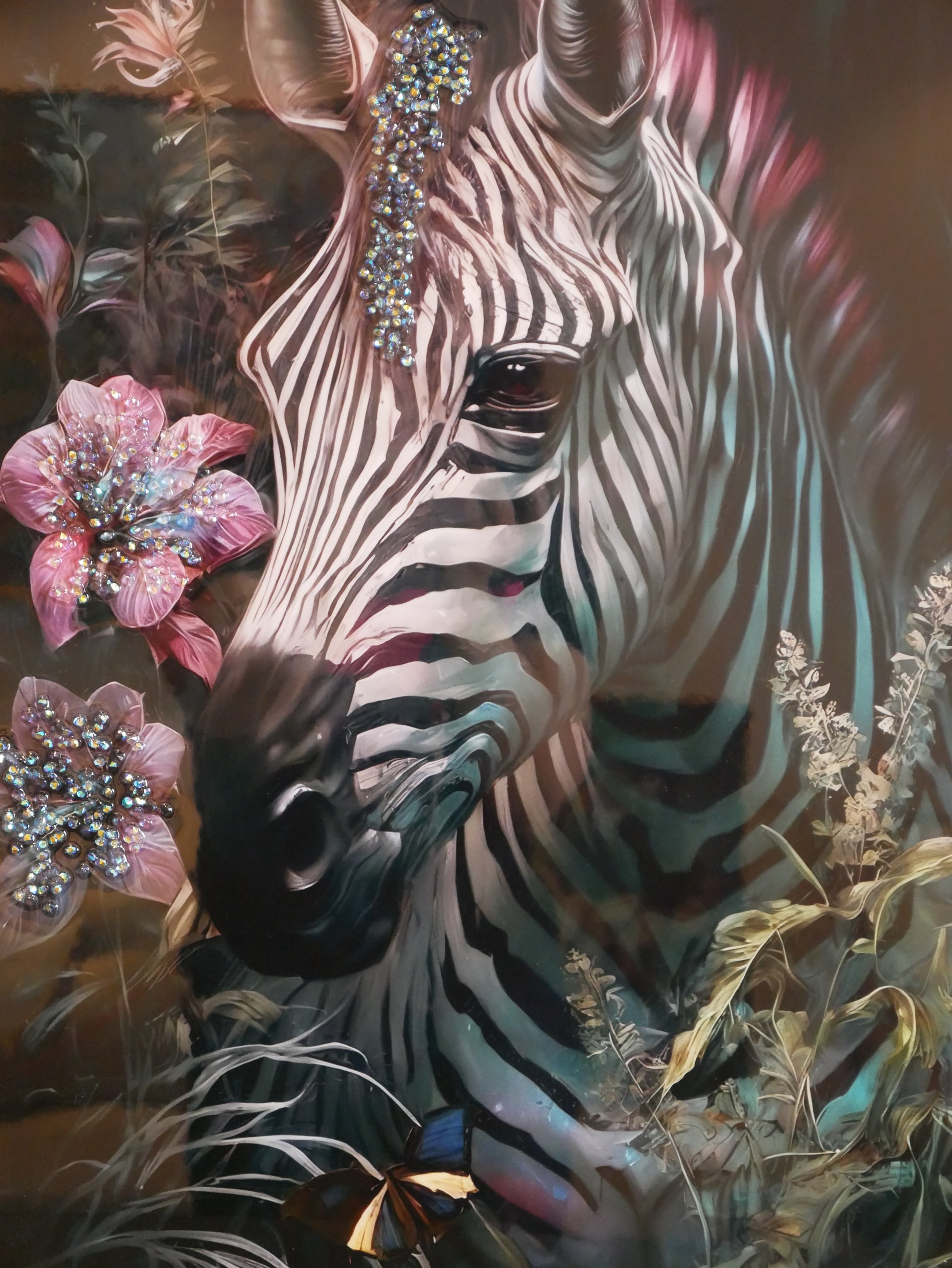 Zebra Bloom Crystal wall art||40x60cm