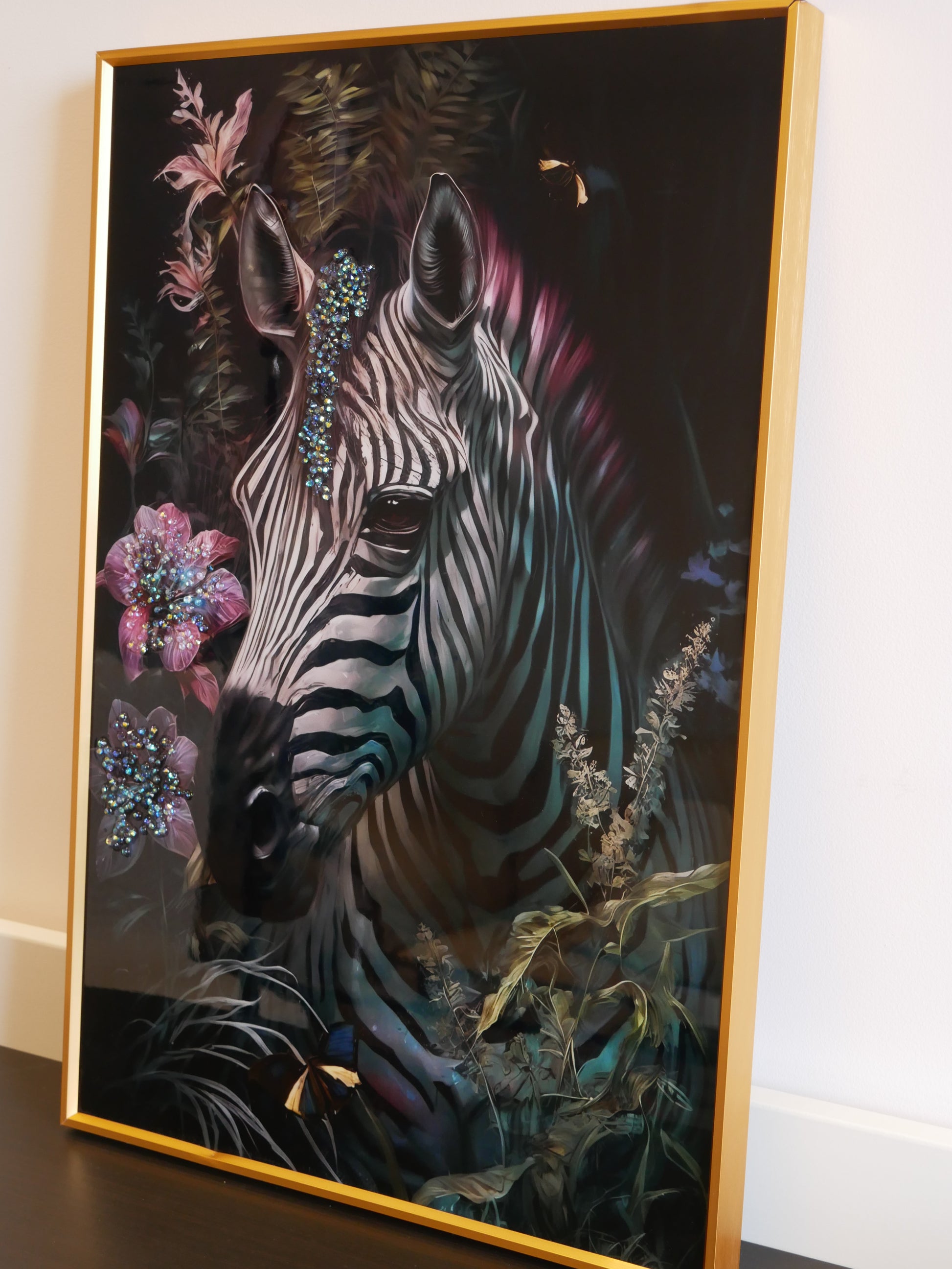 Zebra Bloom Crystal wall art||40x60cm