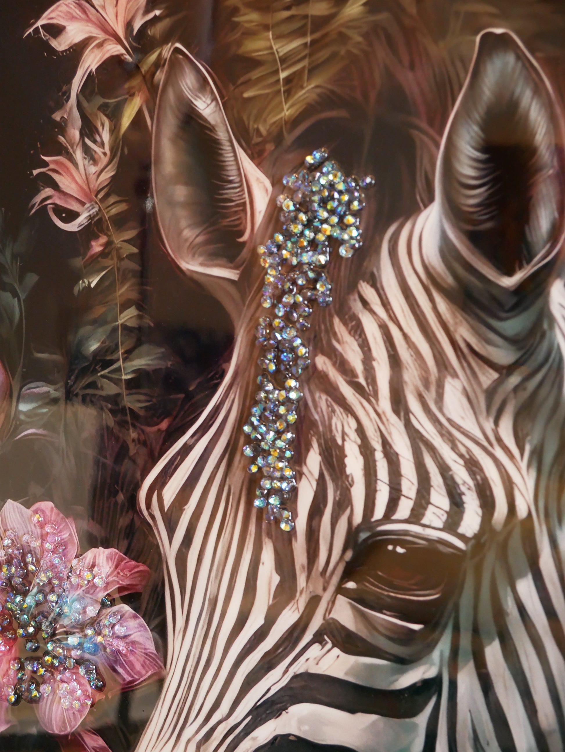 Zebra Bloom Crystal wall art||40x60cm