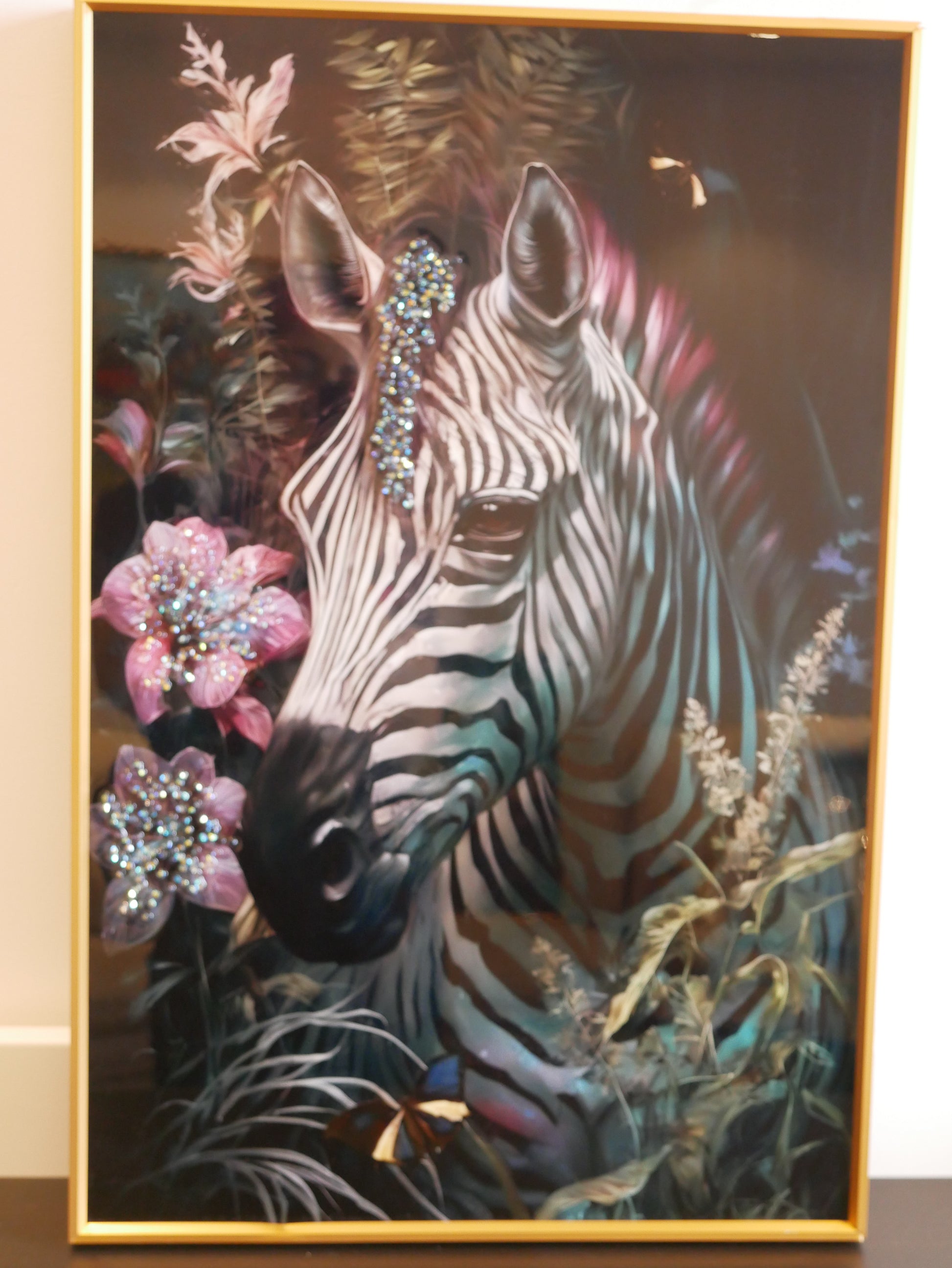Zebra Bloom Crystal wall art||40x60cm