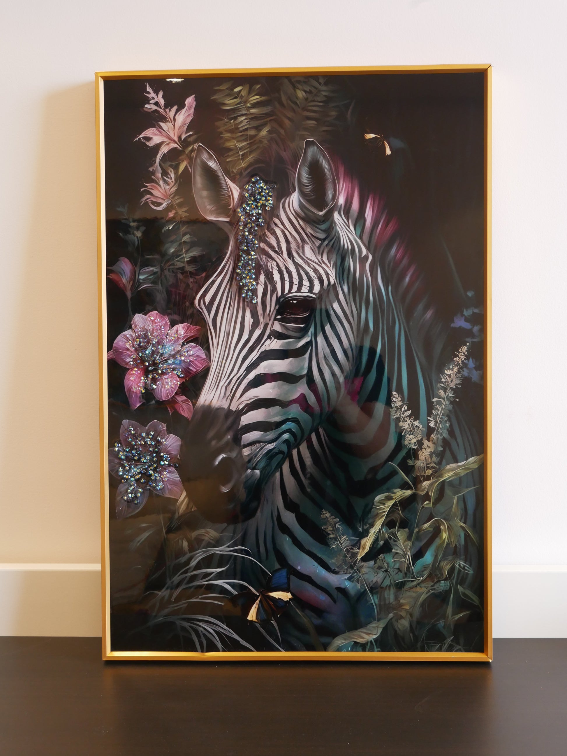 Zebra Bloom Crystal wall art||40x60cm