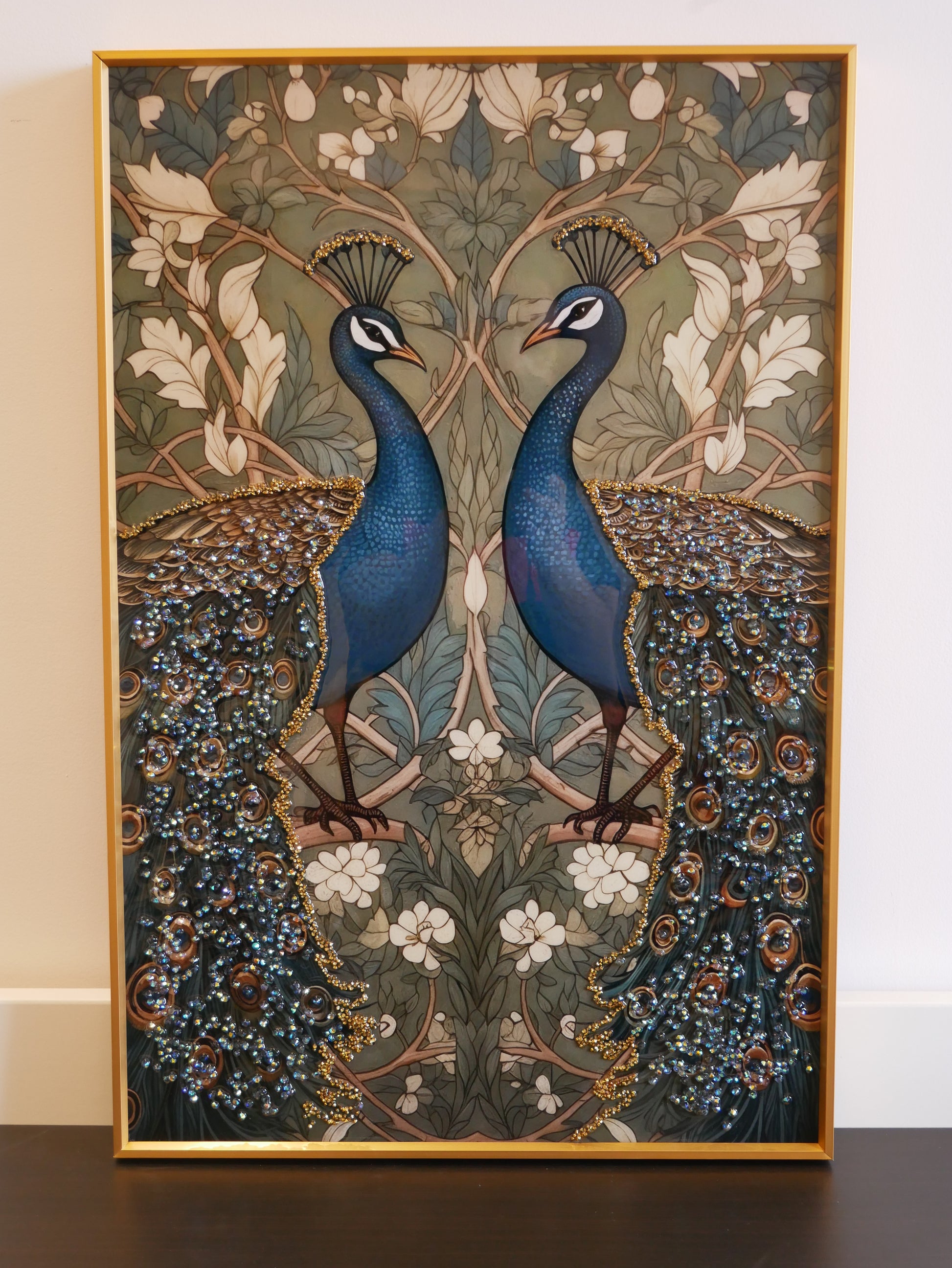 Royal Bloom Peacock Crystal  wall art |40x60cm