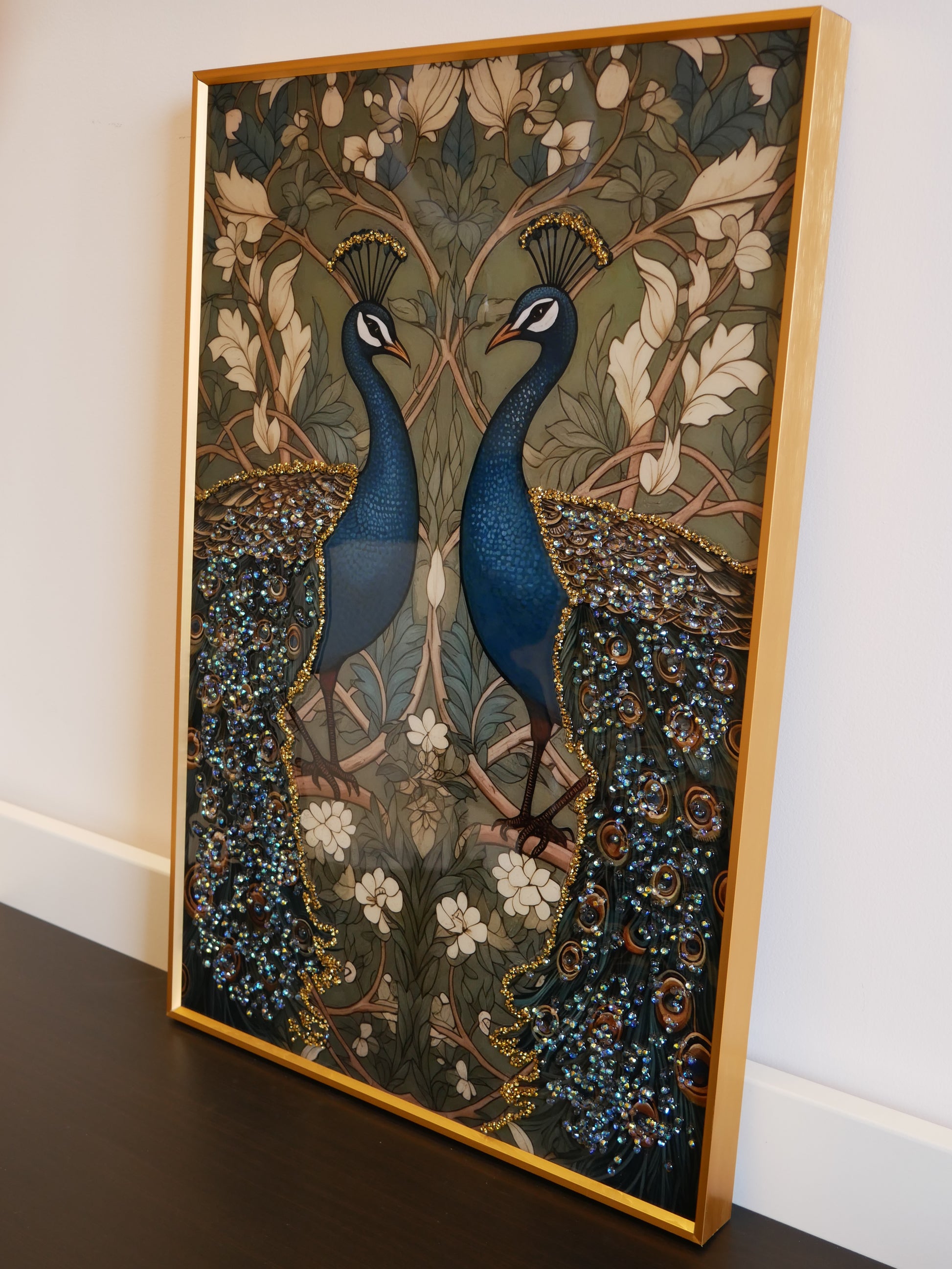 Royal Bloom Peacock Crystal  wall art |40x60cm