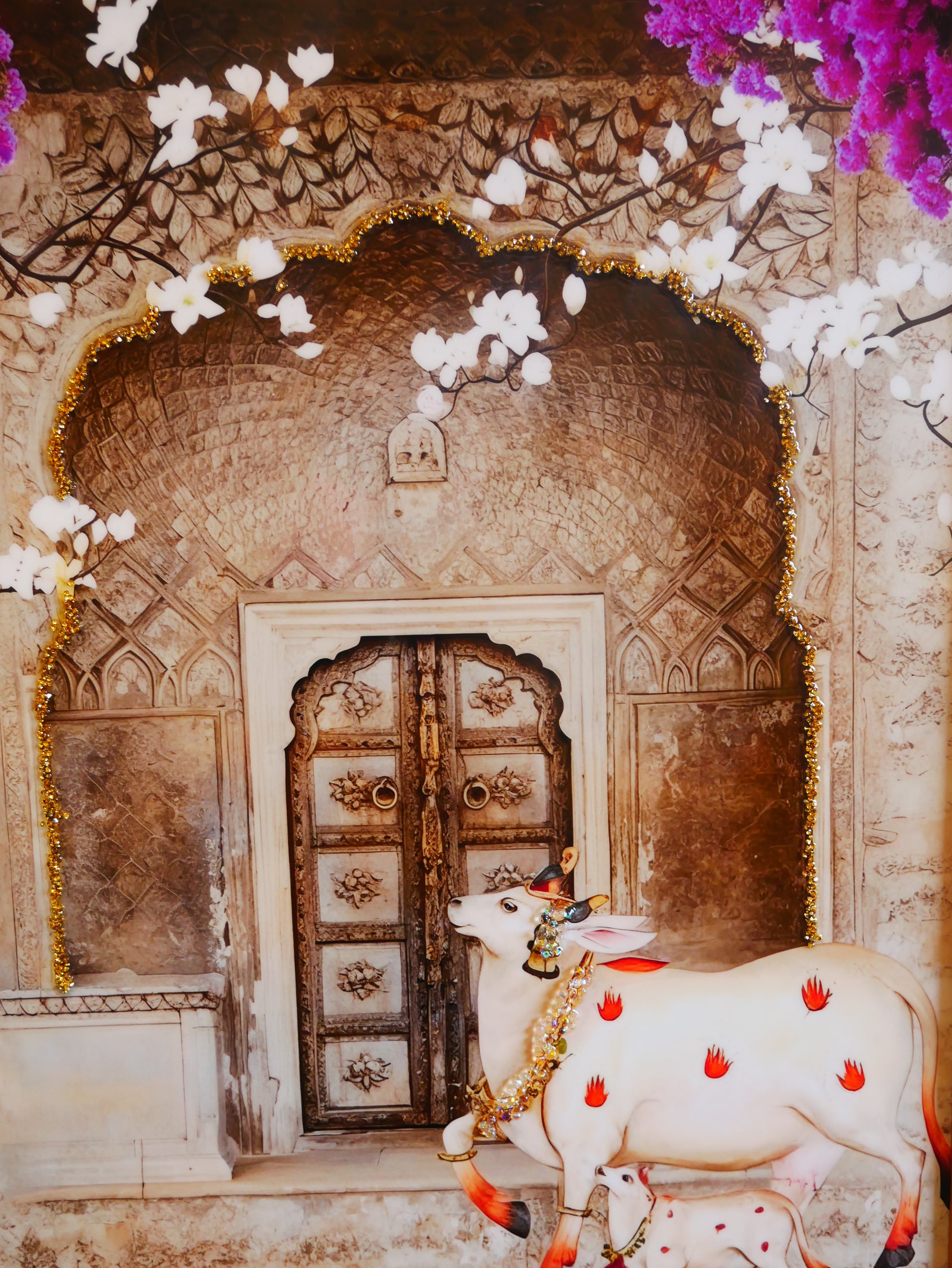 Cow Pichwai art with Crystal work|40x60cm