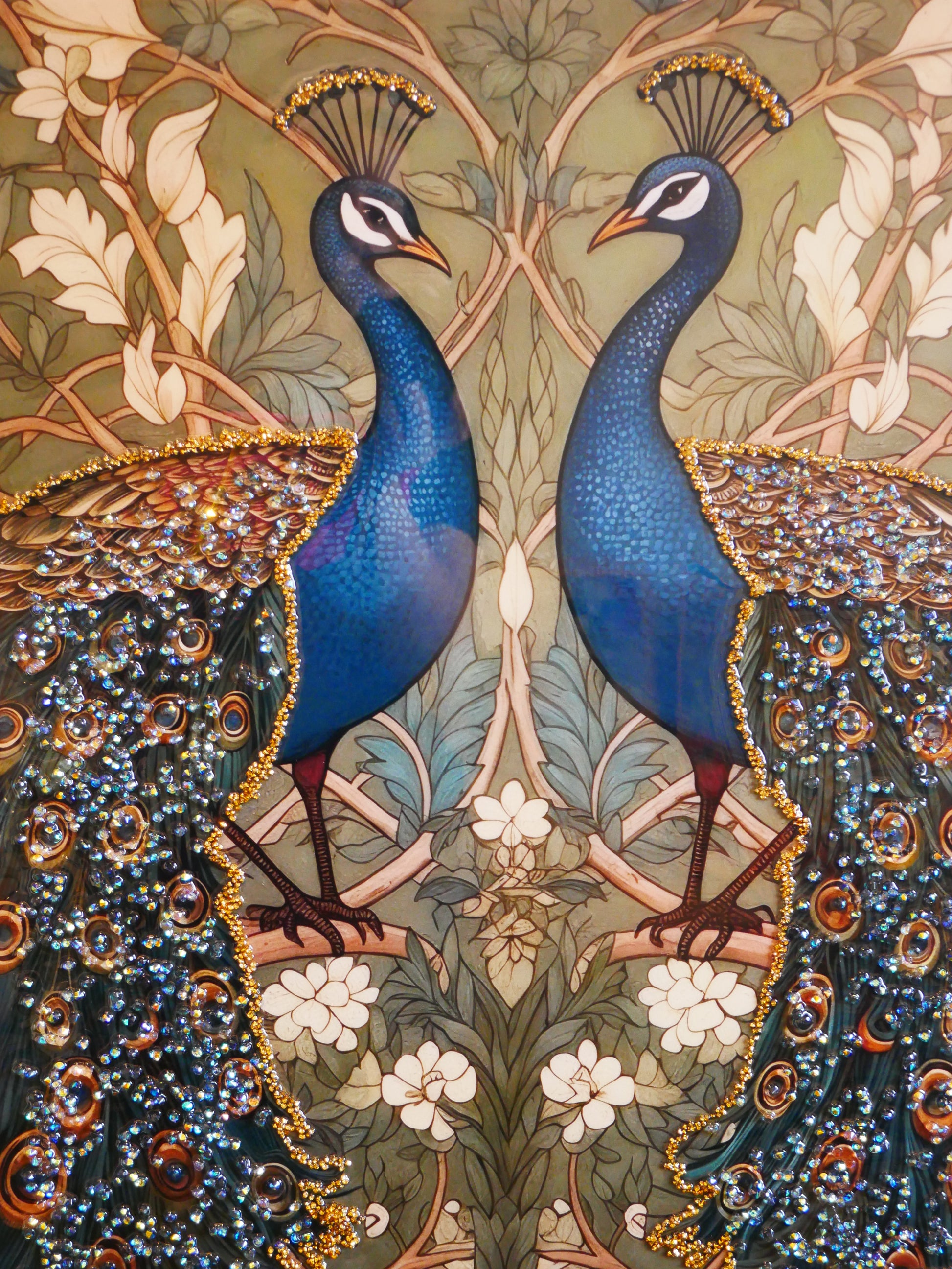 Royal Bloom Peacock Crystal  wall art |40x60cm