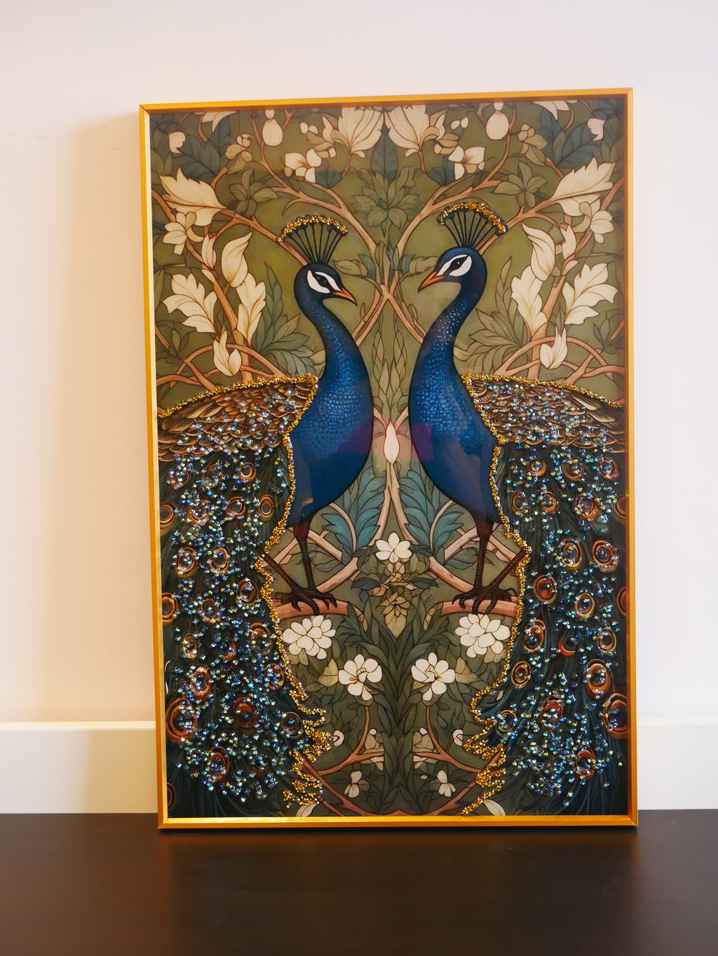 Royal Bloom Peacock Crystal  wall art |40x60cm