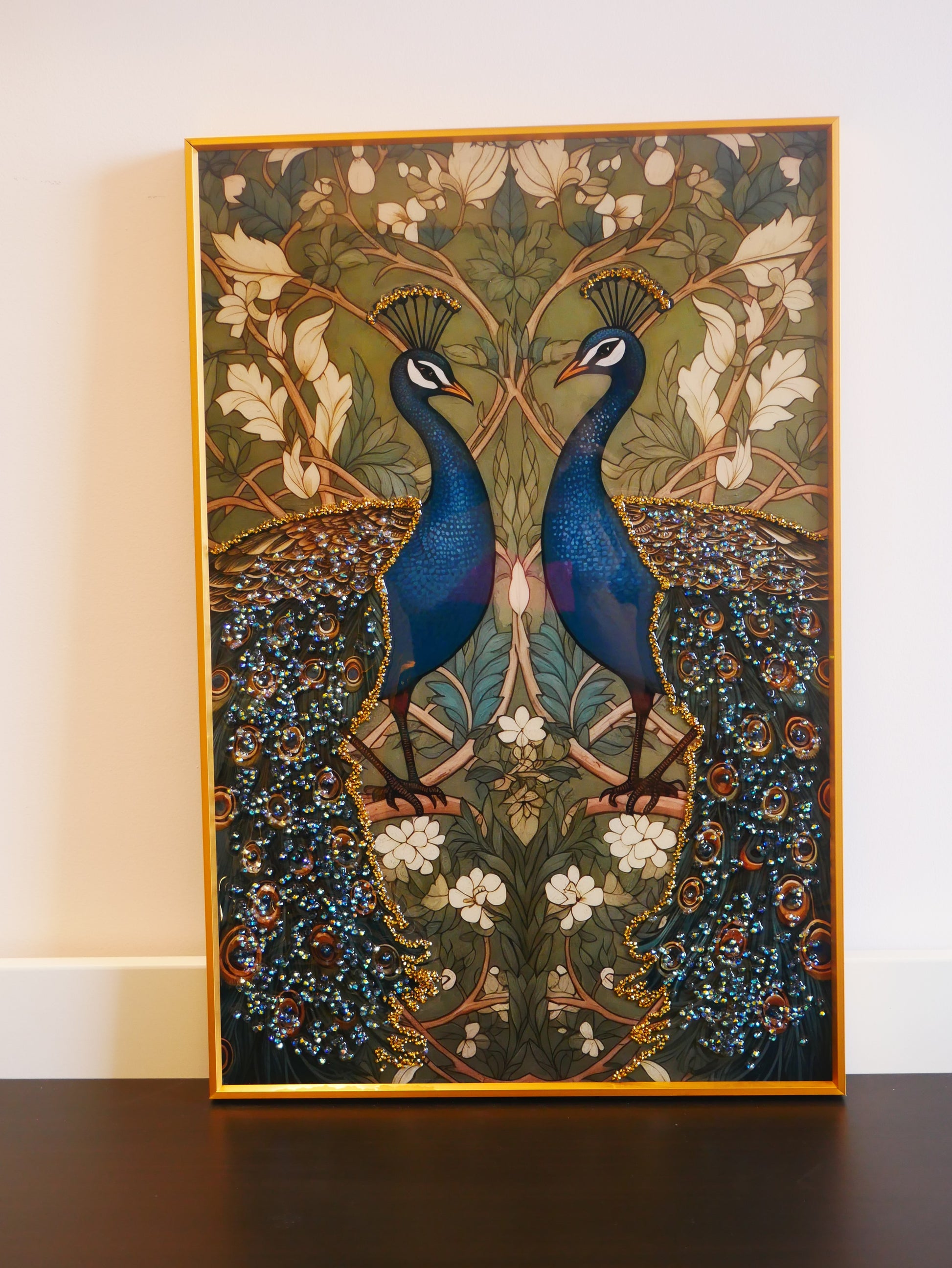 Royal Bloom Peacock Crystal  wall art |40x60cm