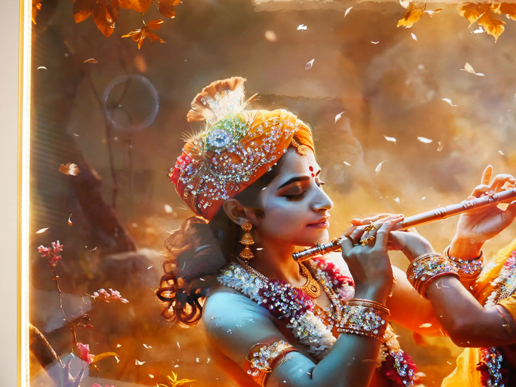 Illuminating Energy|Radha-Krishna|Crystal wall art|4x2.5 Feet+LED