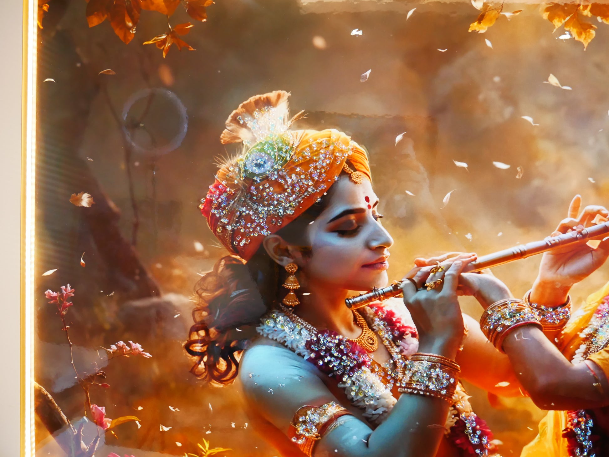 Illuminating Energy|Radha-Krishna|Crystal wall art|4x2.5 Feet+LED