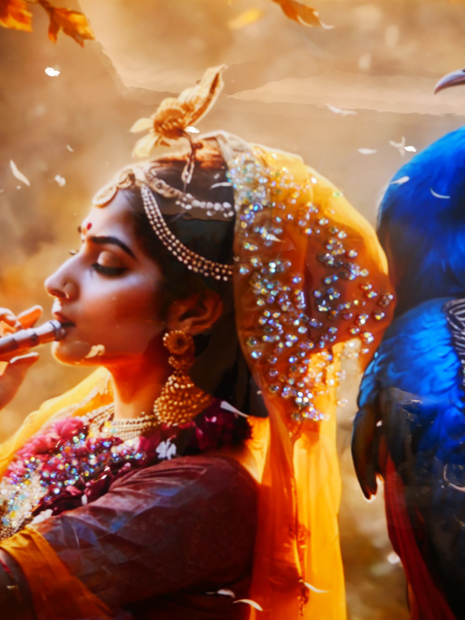 Illuminating Energy|Radha-Krishna|Crystal wall art|4x2.5 Feet+LED