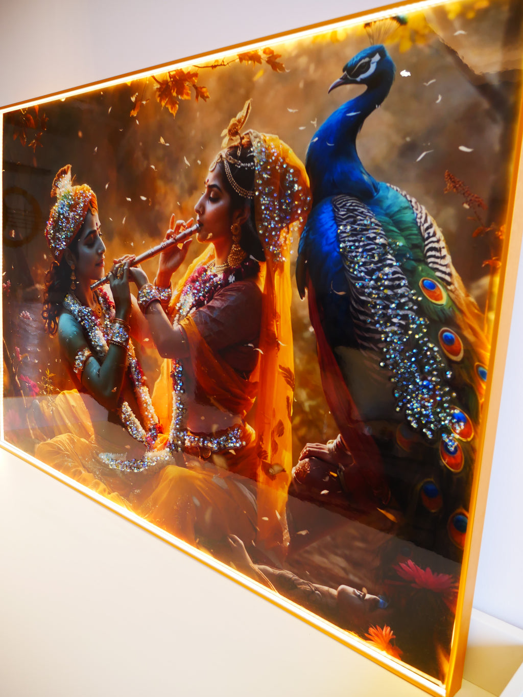 Illuminating Energy|Radha-Krishna|Crystal wall art|4x2.5 Feet+LED