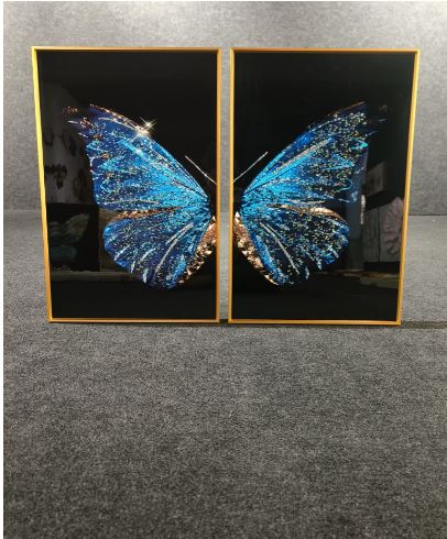 Blue butterfly crystal wall painting for living room