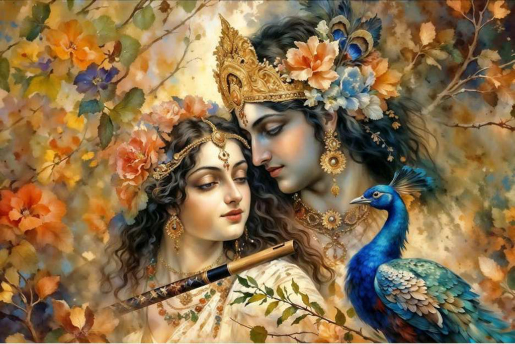Beautiful Radha-Krishna Crystal painting with LED