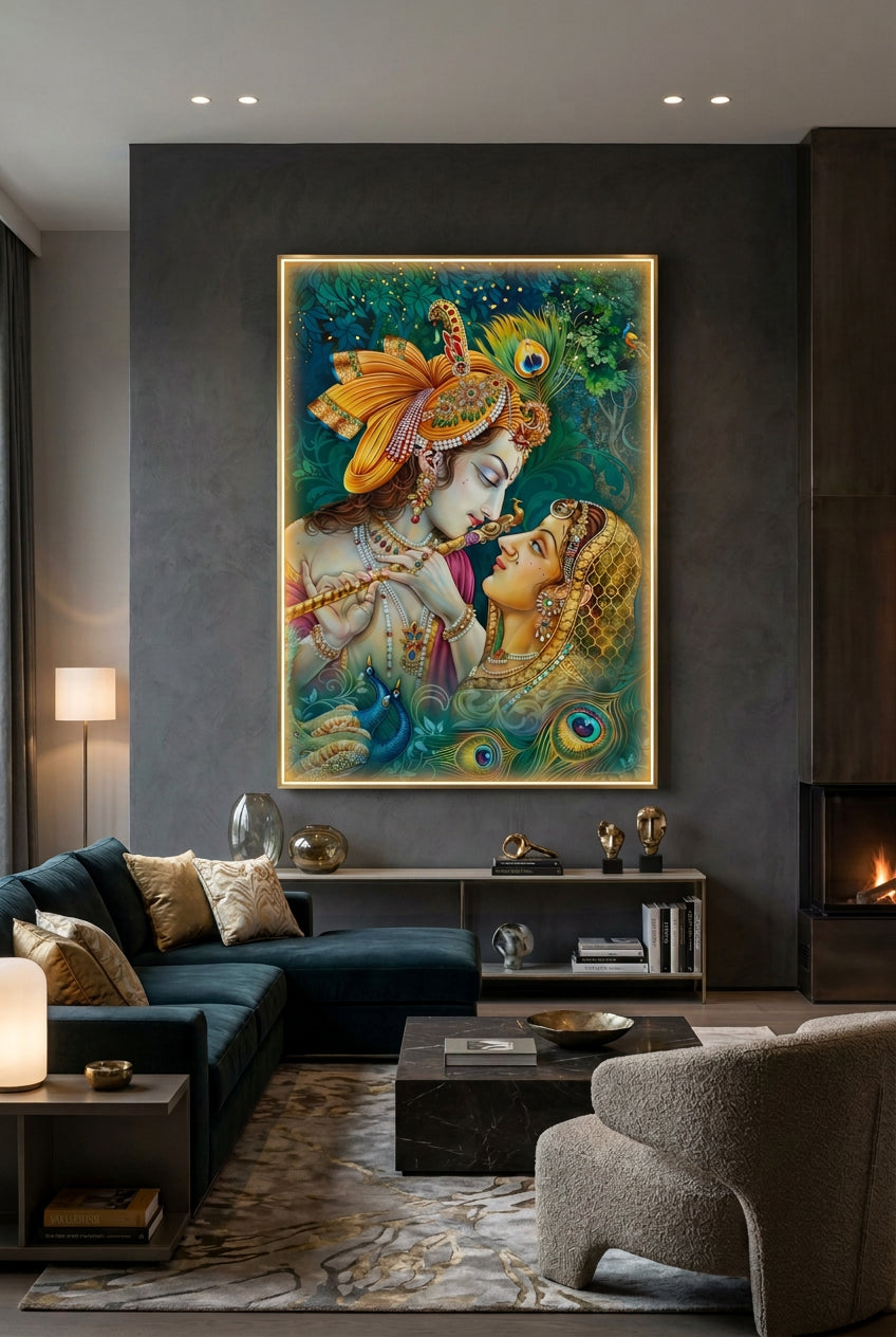 Beautiful Radha-Krishna Crystal painting with LED |Devotional painting