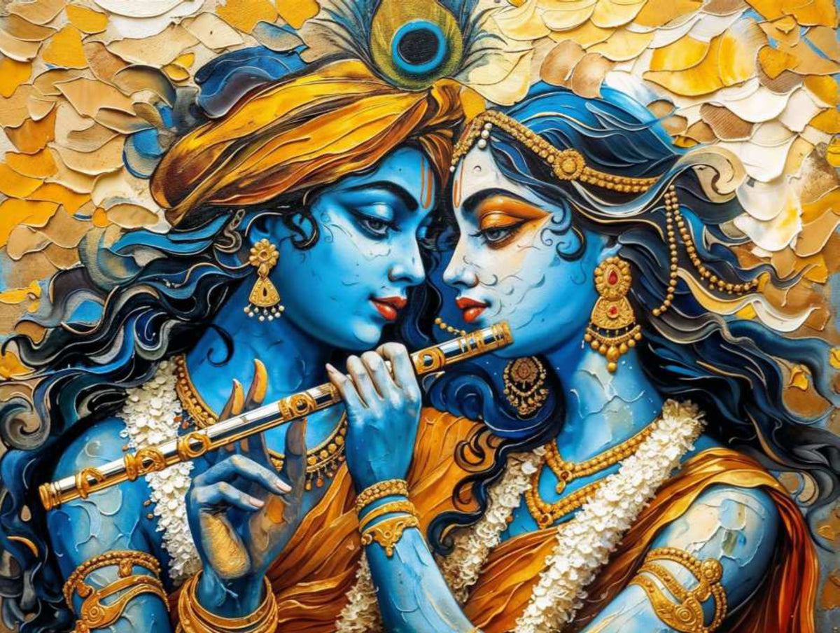 Devotional wall art| Radha-Krishna Crystal painting with LED for Home decor