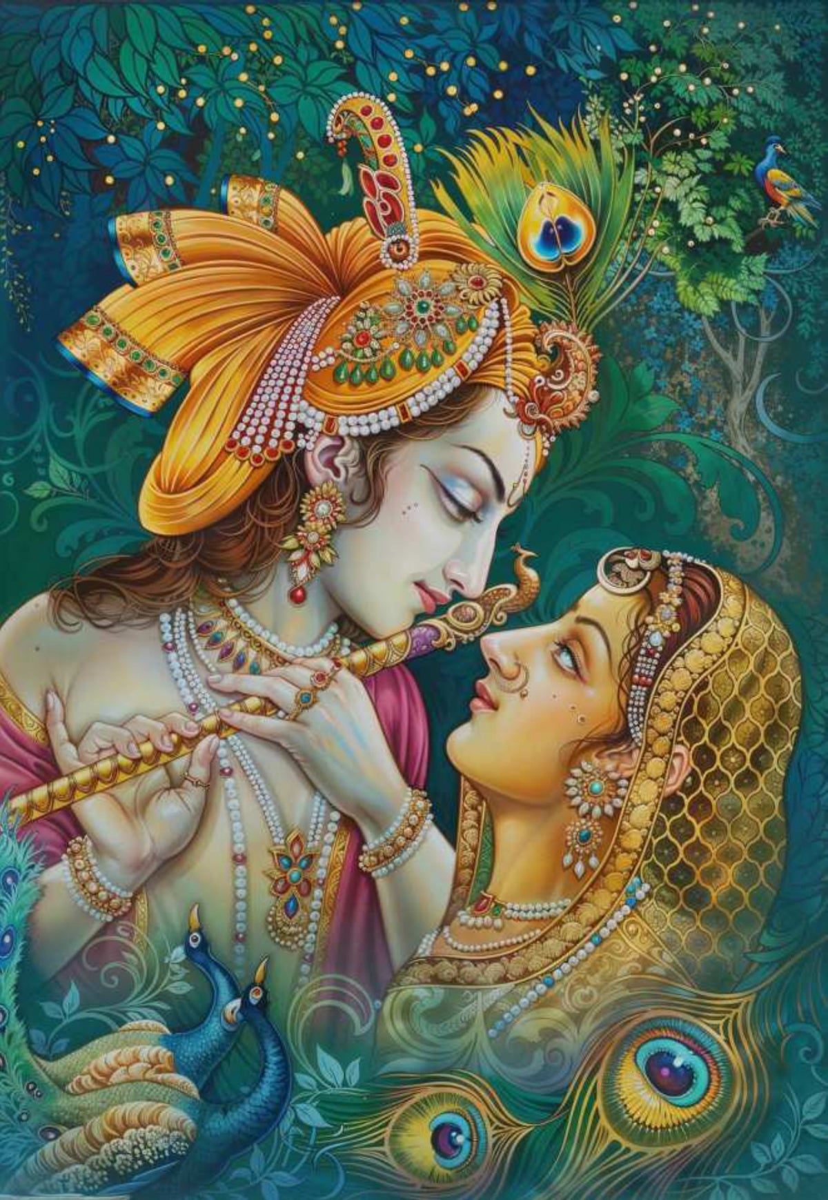 Beautiful Radha-Krishna Crystal painting with LED |Devotional painting