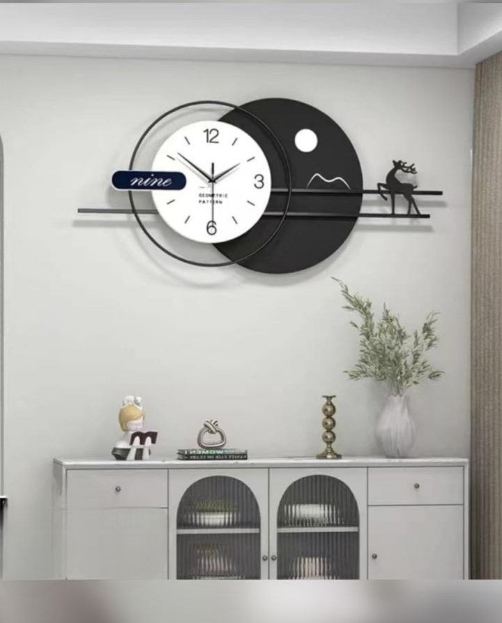 Imported quality wall clock| Black-white|80x38 cm