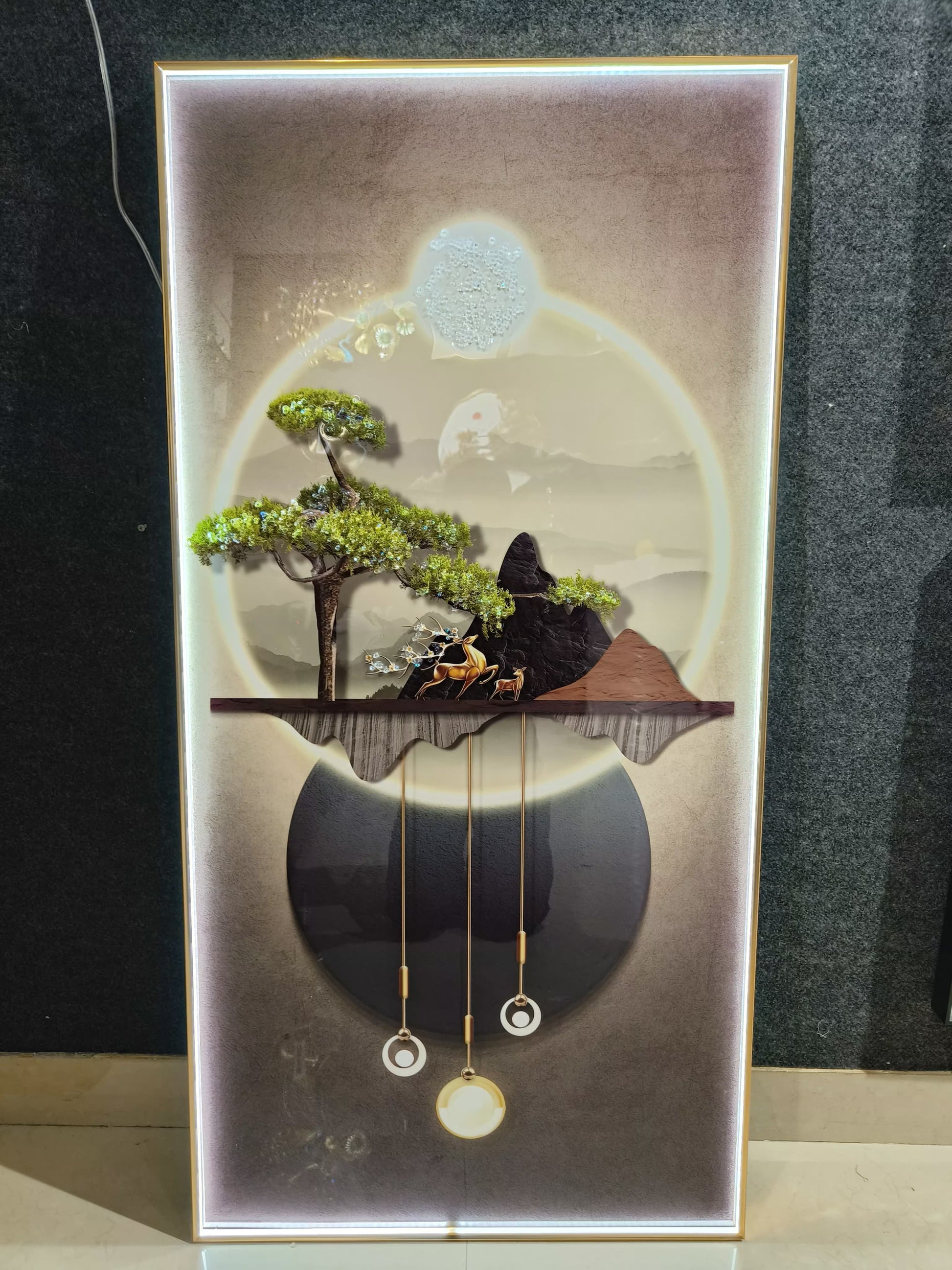 Beautiful crystal wall art with LED light| Wall Painting  |24*48 Inch