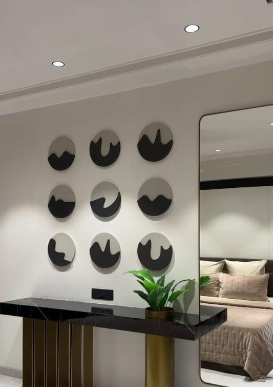 Luxe Texture Round RCC Model Circle Handmade Wall Art Pack Of -9 peices (12)"customized