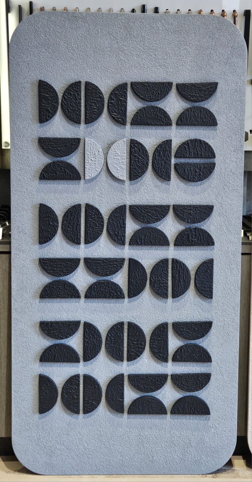 Stunning texture handmade wall art frame grey-beige color in large size (28x46)"customizable