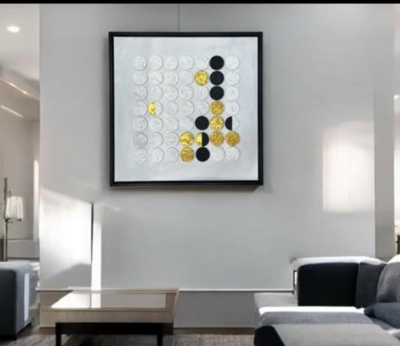 Attractive stunning texture MDF frame -Black/Gold  (30x30)inch|cutomizable