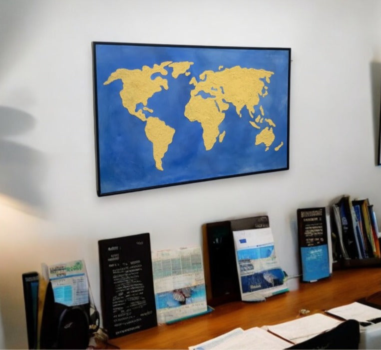 World map  textured handmade wall art -(27x42)inch|cutomizable