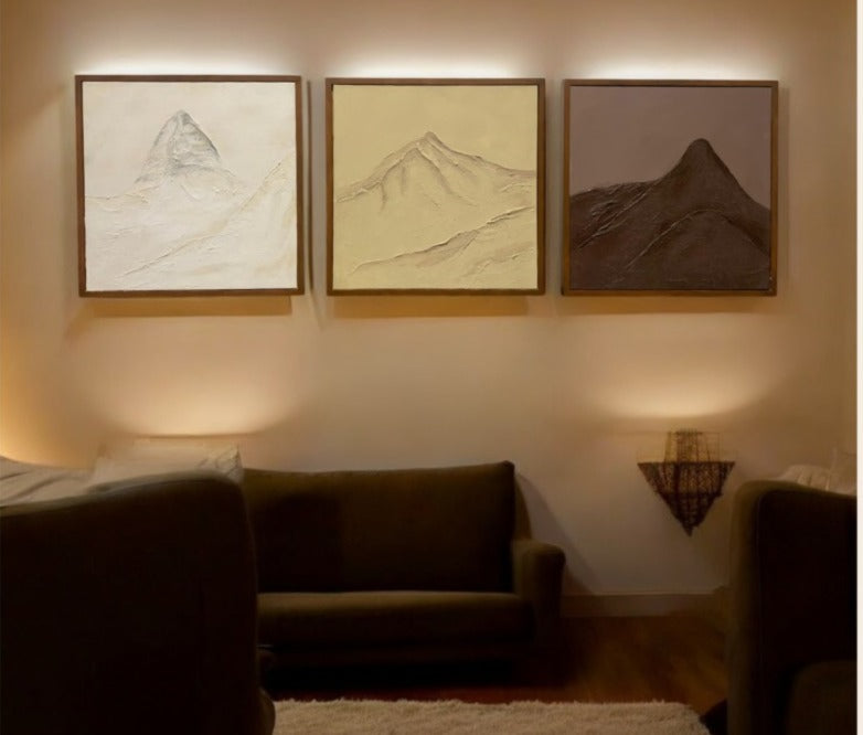 Mountain Texture Handmade wall art  set of 3 (18x18 Inches) | customizable