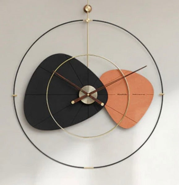 Premium Wall Clock, Orange And Black-(32x34)"Inch| Silent quartz| Customizable