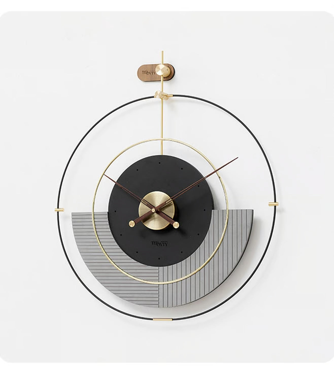 Black Grey & Gold Modern Circular  Luxe Wall Clock Style (32x34)"inch| Silent quartz| Customizable