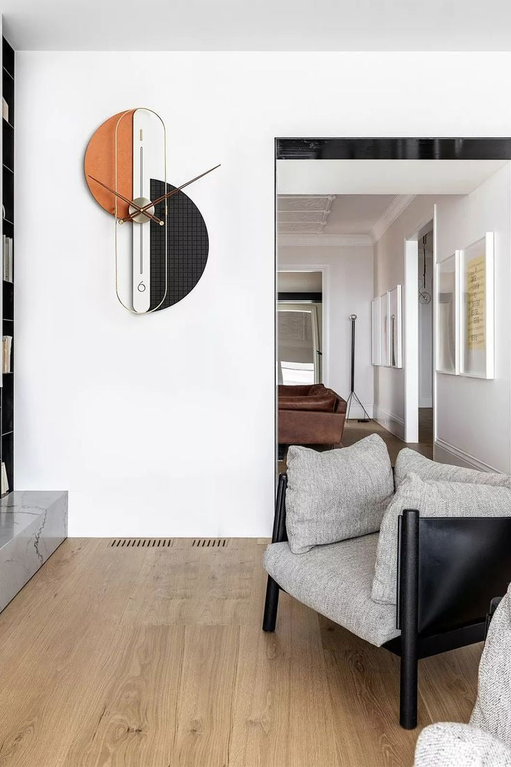 LUXE Wall Clock Orange & Black (19x32)"inch| Silent Quartz