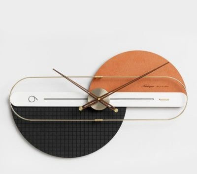 LUXE Wall Clock Orange & Black (19x32)"inch| Silent Quartz