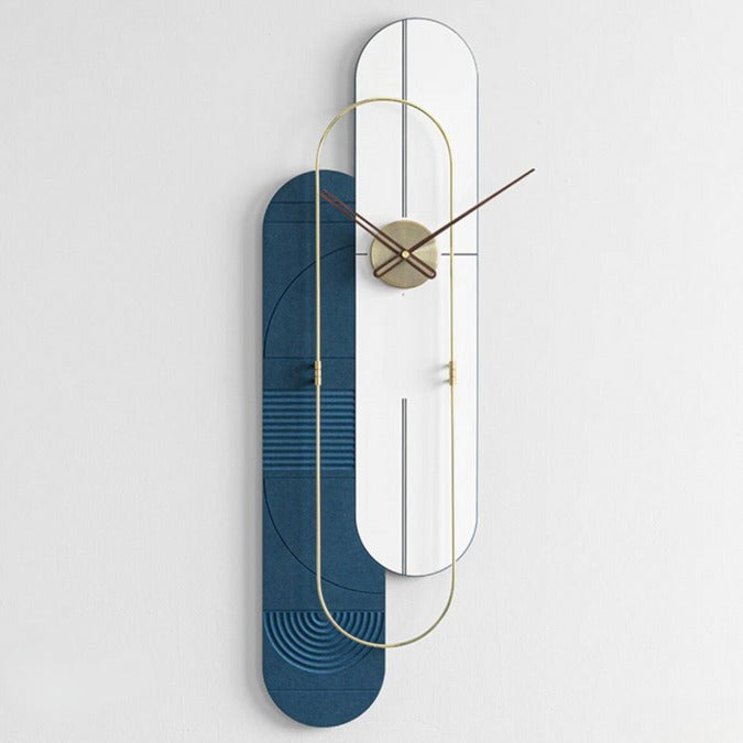 Sculpted Clock blue-white (12.5x41)"inch | Silent quartz| Customizable
