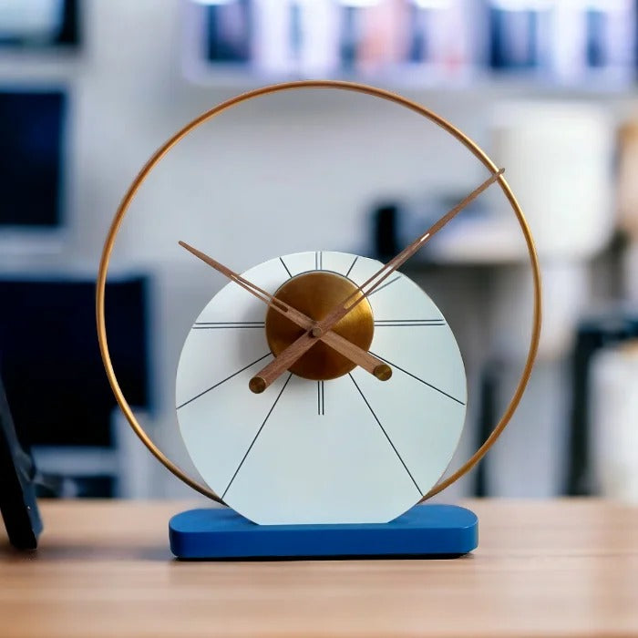 AstraDesk Modern Clock Blue-(17x18")inch| Silent quartz| Customizable