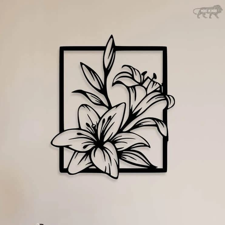 Bloom Frame – Floral Metal Wall Art 24x27"inch | Customizable
