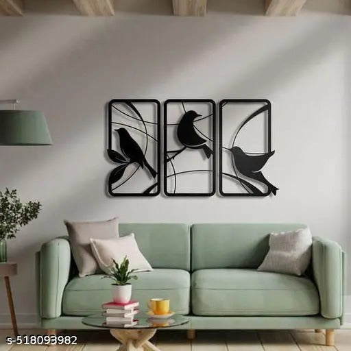 Nest Aura – Nature-Inspired Bird Wall Hanging Set-Of-3 (12x24)"inch| Customizable