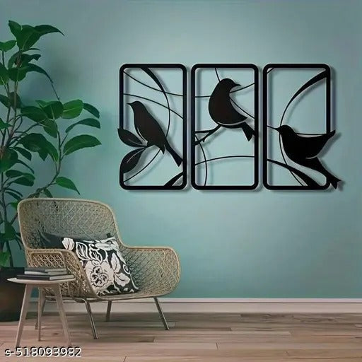 Nest Aura – Nature-Inspired Bird Wall Hanging Set-Of-3 (12x24)"inch| Customizable