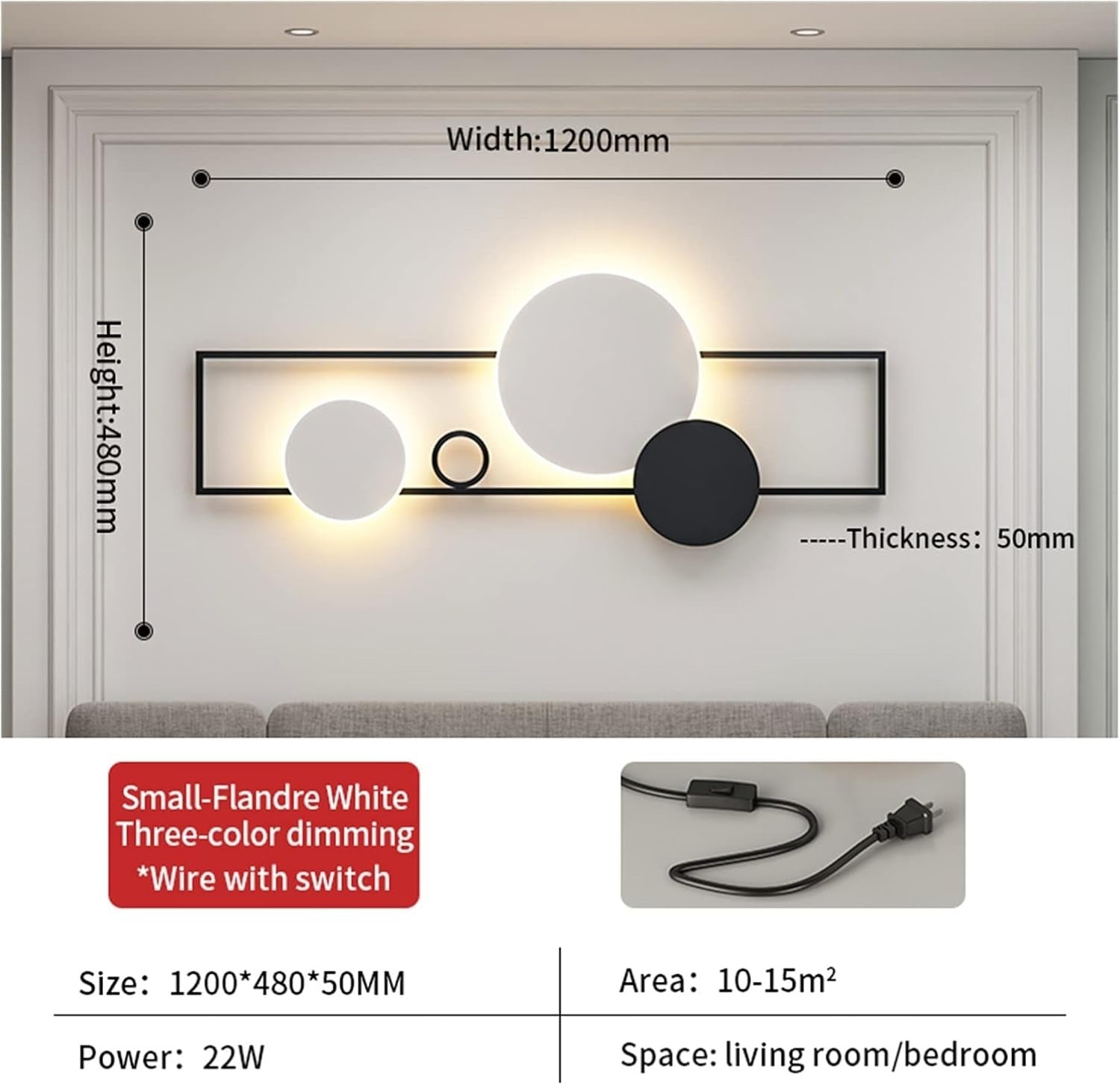 Luxe Luma – Illuminated Modern Wall Art (48x18)" inch | Customizable