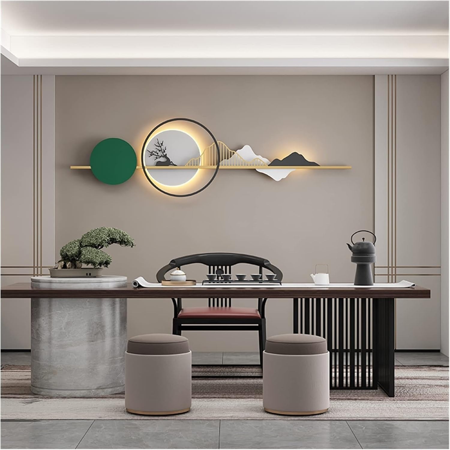 Luminous Serenity – Modern Nature Wall Panel (48X15)"INCH| Customizable